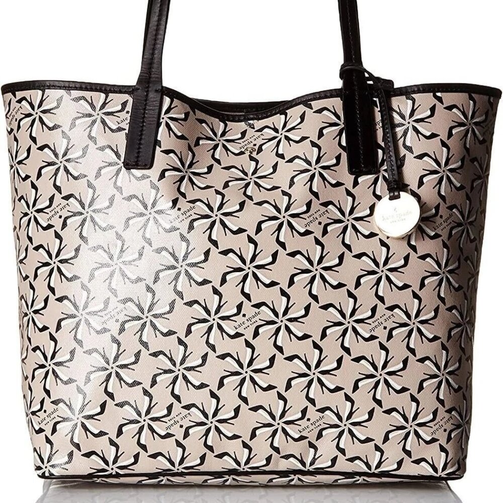 KATE SPADE-NEW YORK-Bloome Pinwheel Court-Tanner Tote-Crisp Linen-NWT